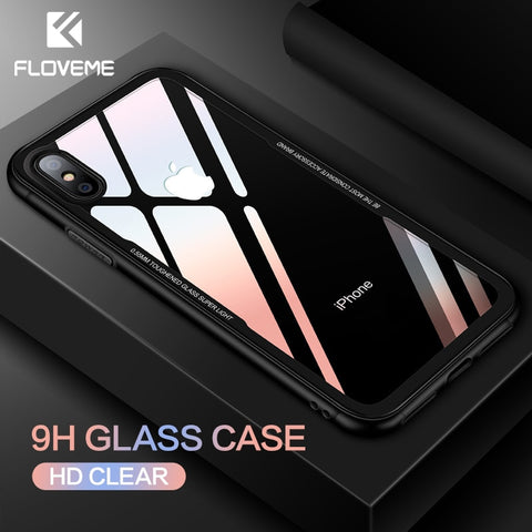 FLOVEME Tempered Glass  Case for iPhone